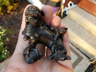 Ming Bronze Scroll Weight,  Double Foo Lion,  Late Ming - Early Qing Dynasty