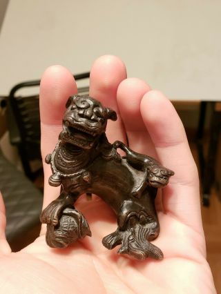 MING BRONZE SCROLL WEIGHT,  DOUBLE FOO LION,  LATE MING - EARLY QING DYNASTY 3