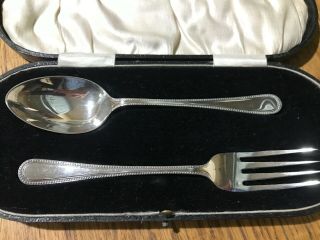 Art Deco Sterling Silver Fork & Spoon Set - Sheffield 1931 James Deakin - 34.  5g