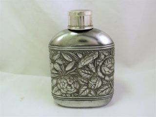 Rare Silver Plated Spirit Hip Flask With Collapsable Cup Lid - Meridan & Co