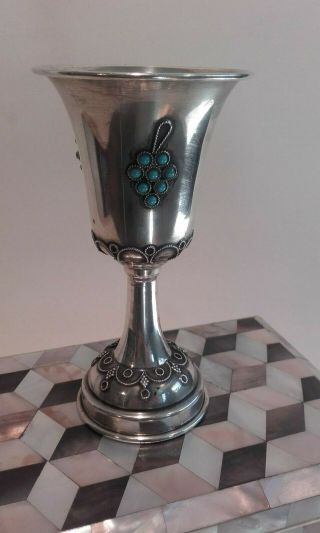 A Vintage Judaica / Jewish Wine Cup / Silver Sterling 925 Israel