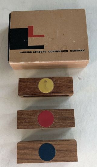 Vintage Laurids Lonborg Denmark Teak Napkin Ring Holders