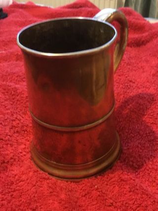 Antique Large Victorian Copper Quart Tankard.  Lincoln County Marks.  1879 - 1907 2