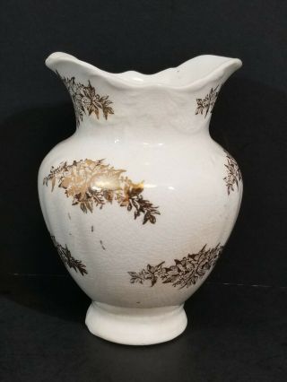 Vtg D.  E.  Mcnicol East Liverpool Gold Flowers Porcelain Pottery Urn Vase