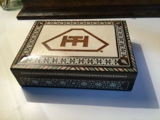 Exquisite Vintage Anglo Indian Wood Inlaid Trinket Box Ornament Decor Gift
