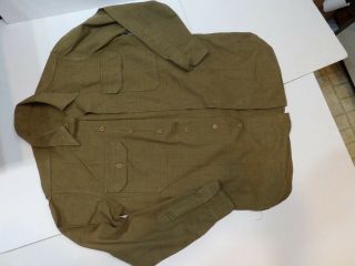 Ww2 Us Army Gi M - 1936 Od Flannel Wool Shirt Med Sz