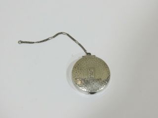 Antique Sterling Silver Pill Box With Chain