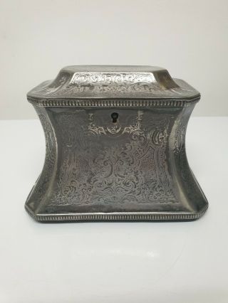 Antique Tea Caddy Victorian Silver Plated 19th Century