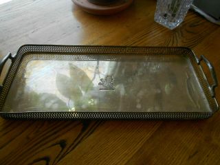 Vintage Antique Silver Plated Serving Tray With Lion And Markings