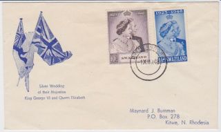 Swaziland Stamps Rare First Day Cover 1948 Silver Wedding Illustrated Type 2