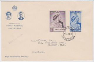 Swaziland Stamps Rare First Day Cover 1948 Silver Wedding Illustrated