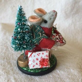 Miniature Christmas Ooak Felt Mouse Vignette