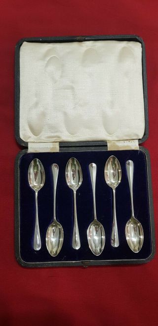 Leather Cased Solid Sterling Silver Tea Spoons Sheffield 1923 James Dixon & Sons