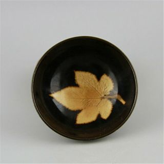 Chinese Old Hand Made Jizhou Kiln Porcelain Hand Painted Maple Leaf Bowl B02