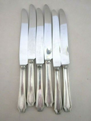 Antique Art Deco Insico Stainless Steel/silver Plated Dinner Knife Set Of 6.  Vtg