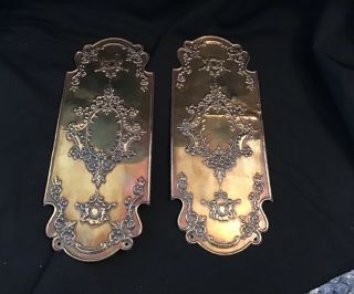 Pair Art Nouveau Brass Door Finger Plates