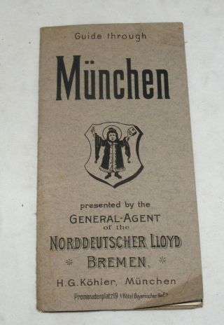 Antique Guide Munchen Munich Germany Norddeutscher Lloyd Ship Travel Booklet Map