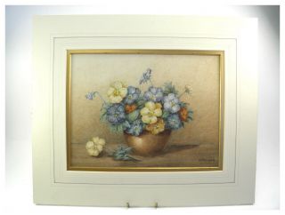 Antique Early 20th Century Watercolour Painting Still Life Flowers By G Palmer