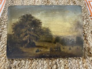 Antique Oil Painting Of “the Harvest Field”