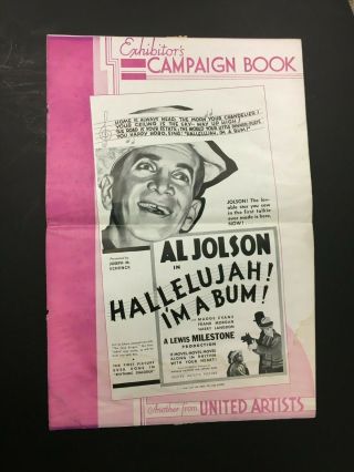 Rare 1933 Pressbook - Al Jolson - Hallelujah I 