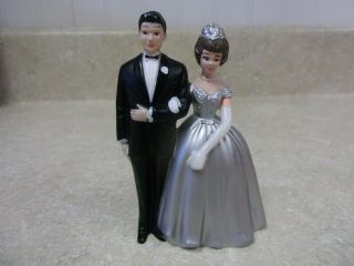 Vintage Wilton Wedding Cake Topper 3.  5 " Bride And Groom Figurine W - 82
