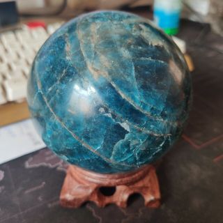 2.  13lb A,  Rare Natural Blue Apatite Quartz Crystal Sphere Ball Healing Hh666