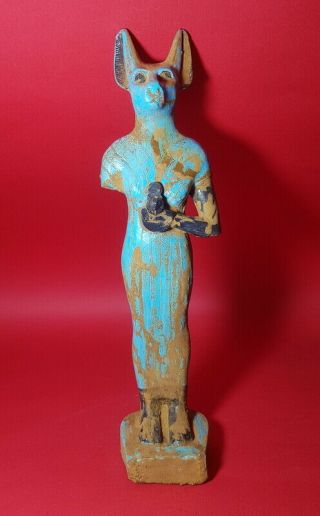 Rare Ancient Egyptian Bastet Head Of Cat Ornament Collectable Pharaoh Figure