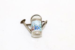 A Pretty Antique Art Deco Sterling Silver Enamelled Watering Can Pendant 15046