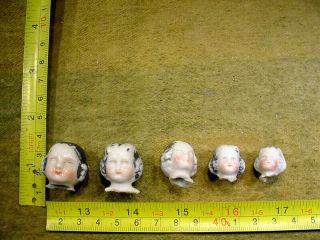 5 X Excavated Vintage Victorian Faded Painted Doll Head Kister Age 1860 13012