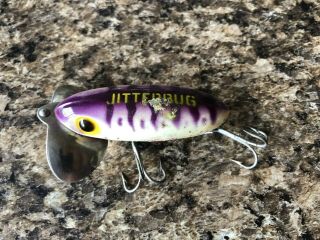 Rare Vintage Fred Arbogast Jitterbug Purple Fishing Lure