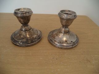 Vintage Sterling Candle Holders 3 " Tall Weighted 1lb 2.  8oz Total