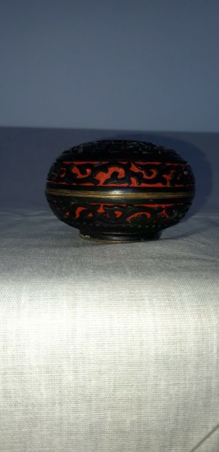 Vintage Chinese Cinnabar Pot And Cover
