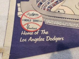 VERY RARE 1963 Los Angeles Dodgers World Series Champs Blue Felt Pennant, 2