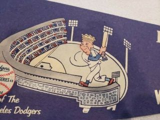 VERY RARE 1963 Los Angeles Dodgers World Series Champs Blue Felt Pennant, 3