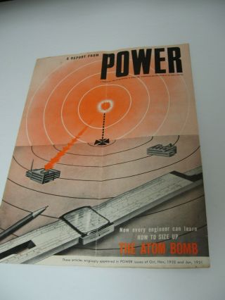 Rare 1950 Atom Bomb: A Report On How To Size Up The Atom Bomb,  By Power Services