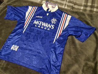 Rare Vintage Glasgow Rangers Adidas Home Shirt Xl 1996/97 Extra Large Mens