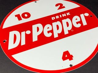 Vintage Dr Pepper Soda Pop Porcelain Enamel Sign 11 3/4 Rare Dealer Rare Gas Nr