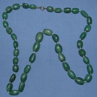 Wonderful Vintage Chinese Carved Jade Bead Necklace Dating Mid 20th Century