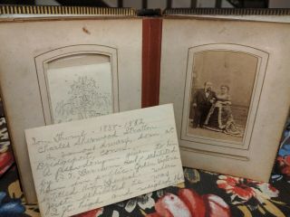 Antique Photo Album With Picture Of Tom Thumb & Wife