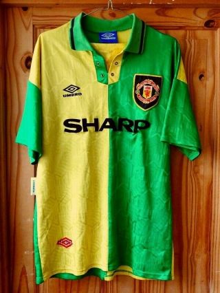 Very Rare Manchester United Football Shirt 1992 - 1994 Umbro L Newton Heath 3rd