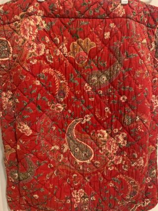 Set 2 Pottery Barn Red Paisley Quilted Standard Pillow Cover Shams Rare Euc