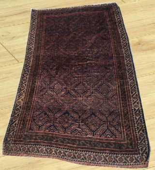 Semi Antique Hand Knotted Afghan Tribal Balouch Wool Area Rug 3 X 5 Ft