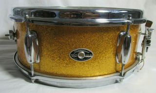 Slingerland Snare Drum - 5.  5 X 14 Wood Shell - Gold Sparkle Usa Vtg Rare