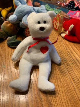 Ty Beanie Baby Valentino The Bear Very Rare 1993 With Errors & Misspelling
