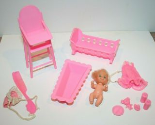 Vintage 1974 Mattel Sunshine Family Pink Nursery Baby Sweets