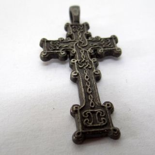 Celtic Scandinavian Ancient Artifact Silver Cross With Celtic Cnot
