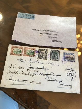 2 Rare 1920/30s Mozambique Colonial Portugal Postal Covers To England & Scotland
