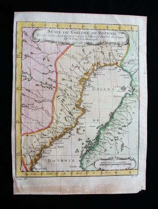 1754 Bellin: Orig.  Map North Sea,  Gulf Of Bothnia,  Sweden,  Finland,  North Europe
