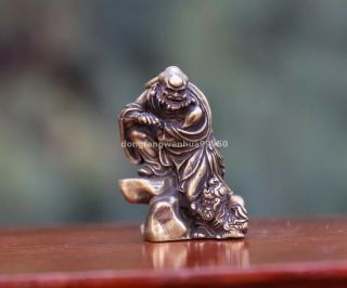 4 Cm China Pure Copper Bronze Arhat Buddha Fu Foo Dog Lion Statue Pendant