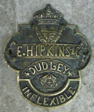 Antique Brass Safe Plaque,  E.  Hipkins & Co. ,  Dudley,  Inflexible